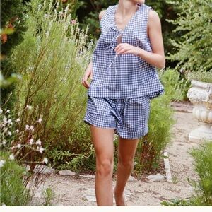 NWT Piyama Andy Lounge Set - Gingham - Navy